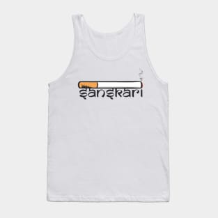 Sanskari Indian Desi Girl or boy Sutta Hindi Slogan Quote Tank Top